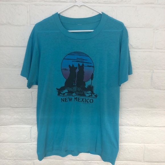 RARE Vintage 80s New Mexico shirt Turquoise. Medium - Unisex - Picture 4 of 4